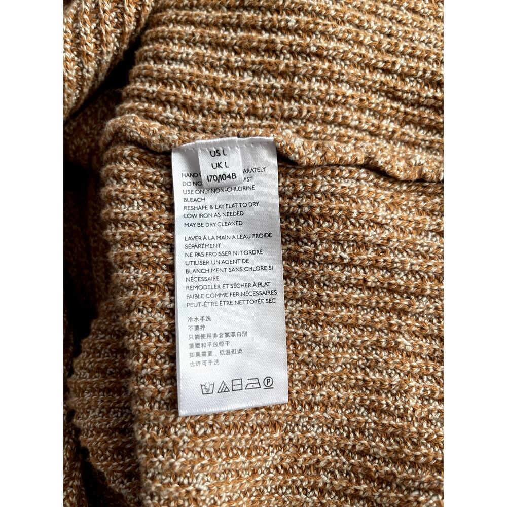 Free People Beach Sz L Freya Ribbed Sweater Tan Cotton Boxy Cropped Boho Casual - Picture 9 of 10